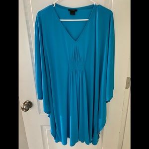 Natori Bright Blue Short Lounge Caftan, Size L